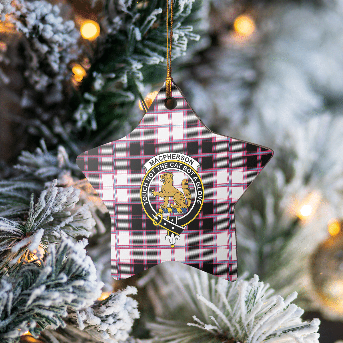 Clan MacPherson Hunting Modern Tartan Crest Star Ceramic Ornament RI61 MacPherson Hunting Modern Tartan Tartan Christmas   