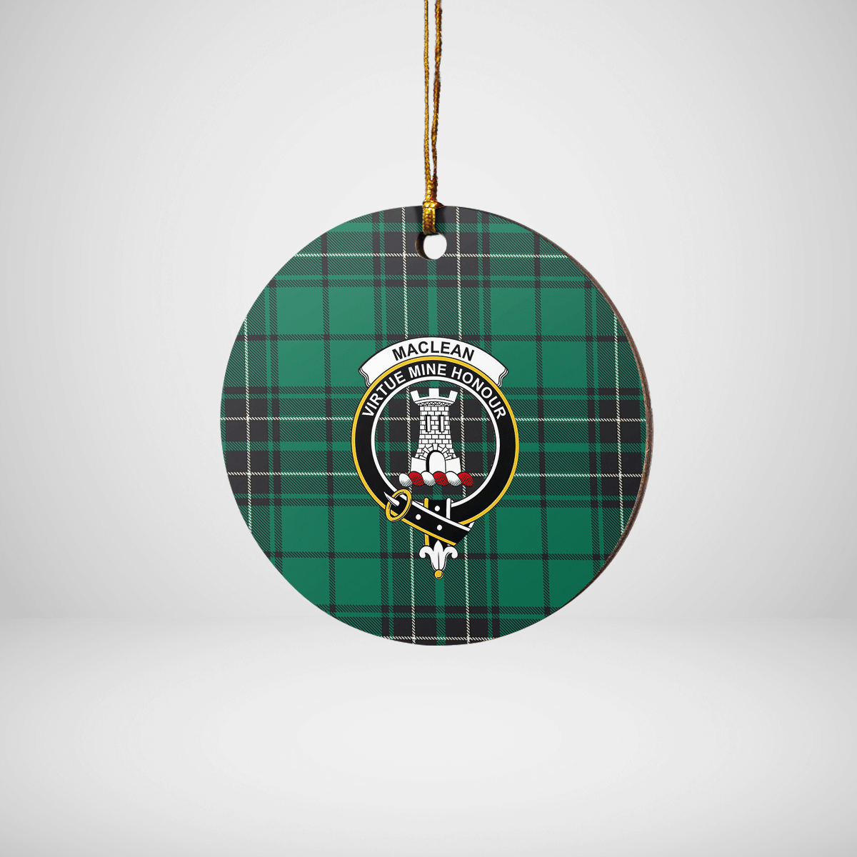 Clan MacLean Hunting Ancient Tartan Crest Round Ceramic Ornament ED45 MacLean Hunting Ancient Tartan Tartan Christmas   