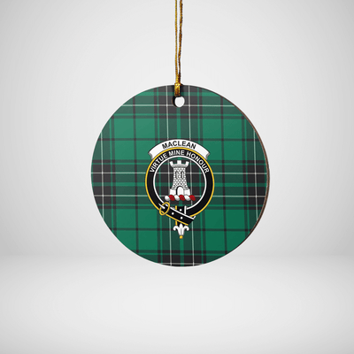 Clan MacLean Hunting Ancient Tartan Crest Round Ceramic Ornament