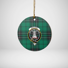 Clan MacLean Hunting Ancient Tartan Crest Round Ceramic Ornament ED45 MacLean Hunting Ancient Tartan Tartan Christmas   