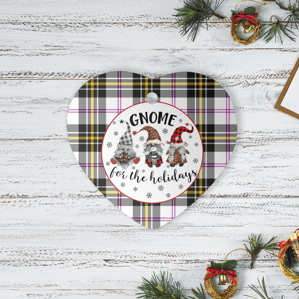 Clan MacPherson Dress Modern Tartan Tartan Crest Gnome Heart Ceramic Ornament VR52 MacPherson Dress Modern Tartan Tartan Christmas   