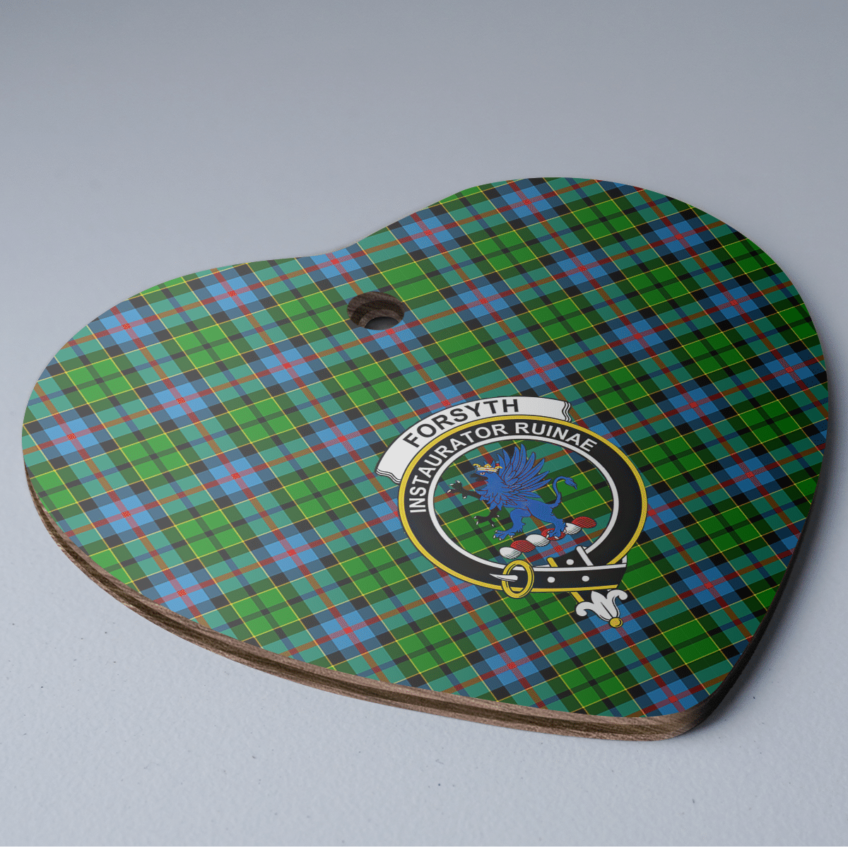 Clan Forsyth Tartan Crest Heart Ceramic Ornament BM30 Forsyth Tartan Tartan Christmas   