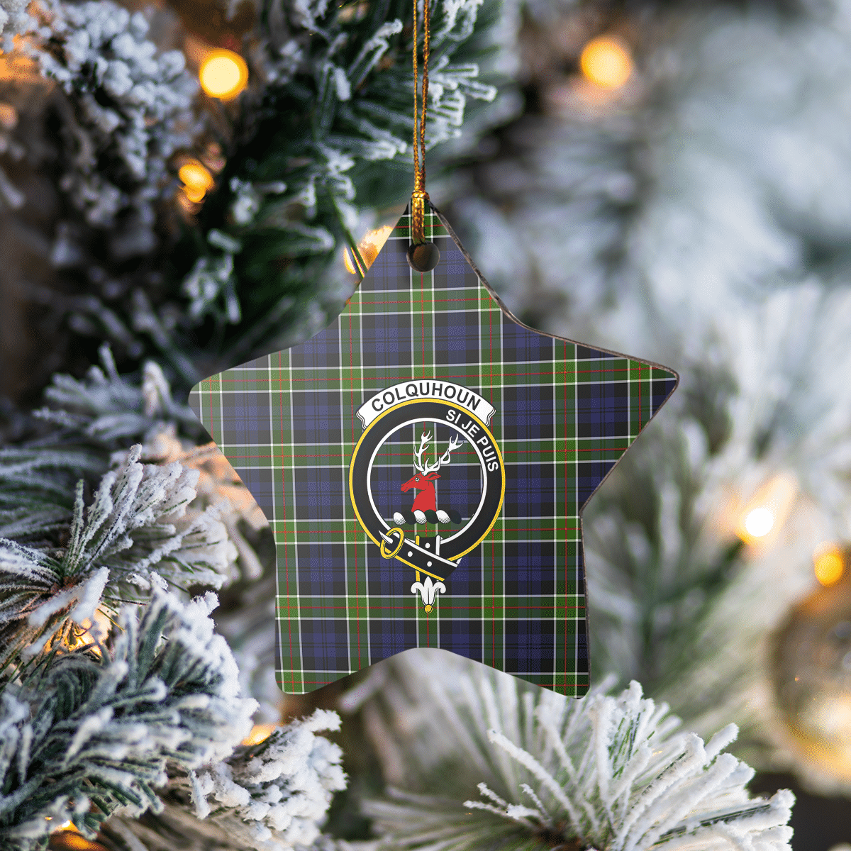 Clan Colquhoun Tartan Crest Star Ceramic Ornament GA73 Colquhoun Tartan Tartan Christmas   