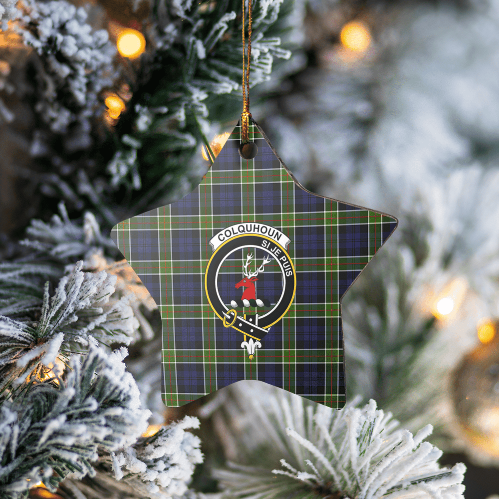 Clan Colquhoun Tartan Crest Star Ceramic Ornament GA73 Colquhoun Tartan Tartan Christmas   