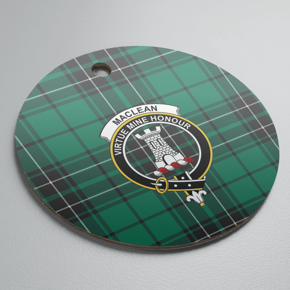 Clan MacLean Hunting Ancient Tartan Crest Round Ceramic Ornament ED45 MacLean Hunting Ancient Tartan Tartan Christmas   
