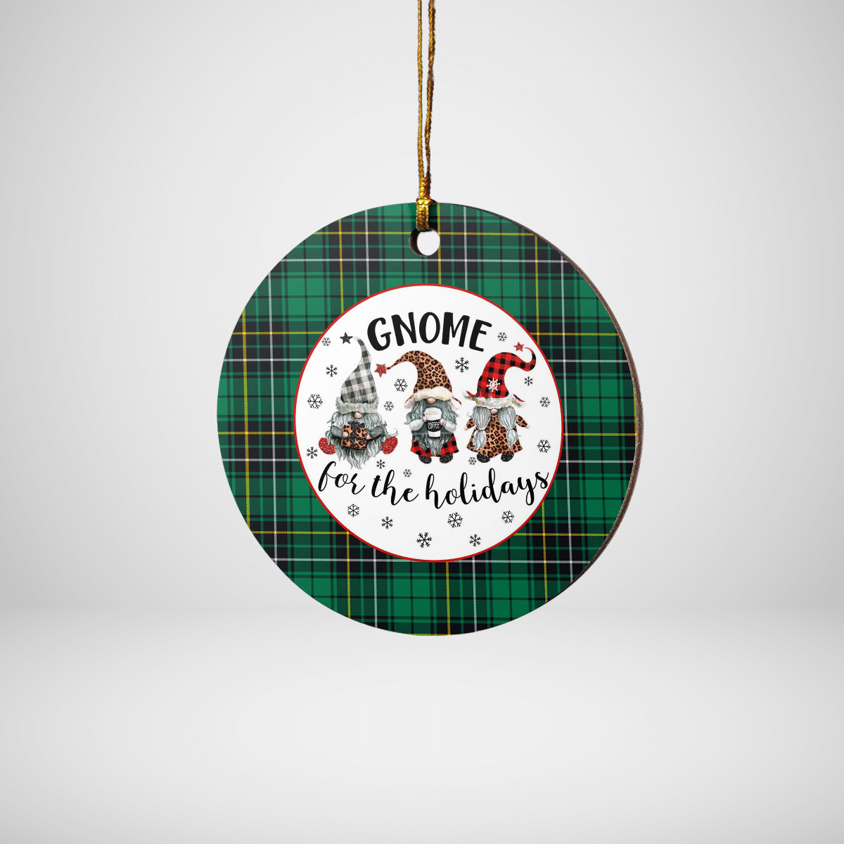 Clan MacAlpin Ancient Tartan Tartan Crest Gnome Round Ceramic Ornament PA59 MacAlpin Ancient Tartan Tartan Christmas   