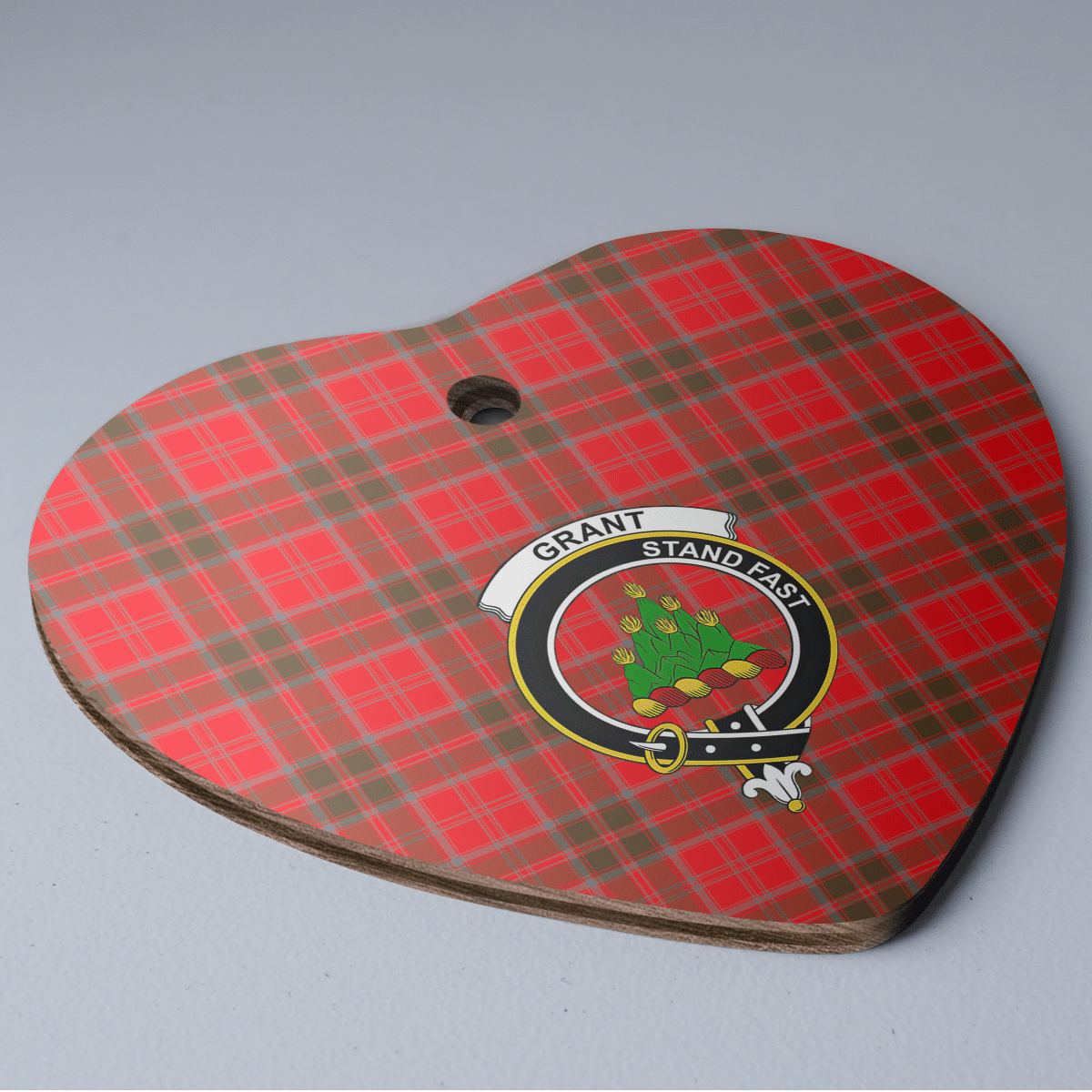 Clan Grant Weathered Tartan Crest Heart Ceramic Ornament FU89 Grant Weathered Tartan Tartan Christmas   