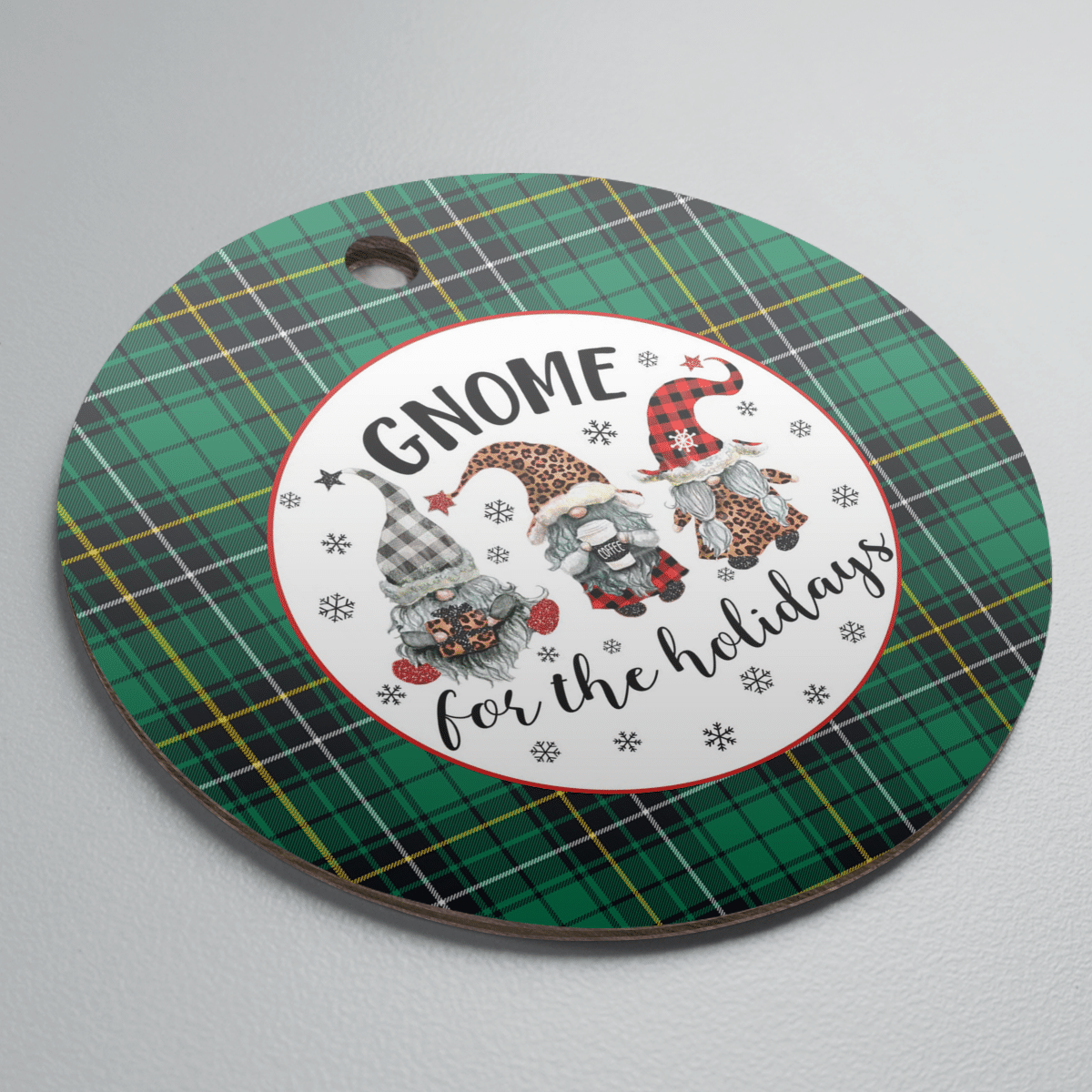 Clan MacAlpin Ancient Tartan Tartan Crest Gnome Round Ceramic Ornament PA59 MacAlpin Ancient Tartan Tartan Christmas   