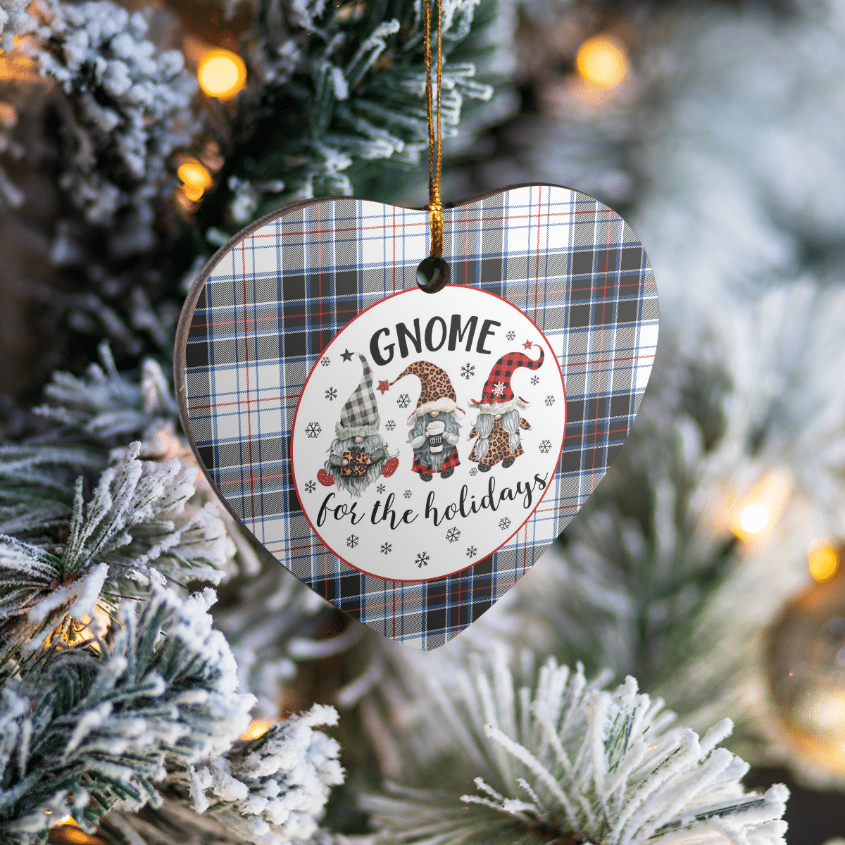 Clan MacRae Dress Modern Tartan Tartan Crest Gnome Heart Ceramic Ornament UC81 MacRae Dress Modern Tartan Tartan Christmas   