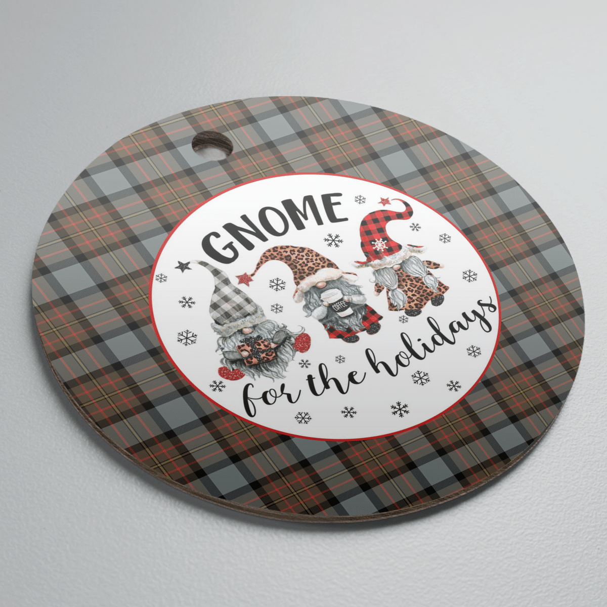 Clan MacLaren Weathered Tartan Tartan Crest Gnome Round Ceramic Ornament SY95 MacLaren Weathered Tartan Tartan Christmas   