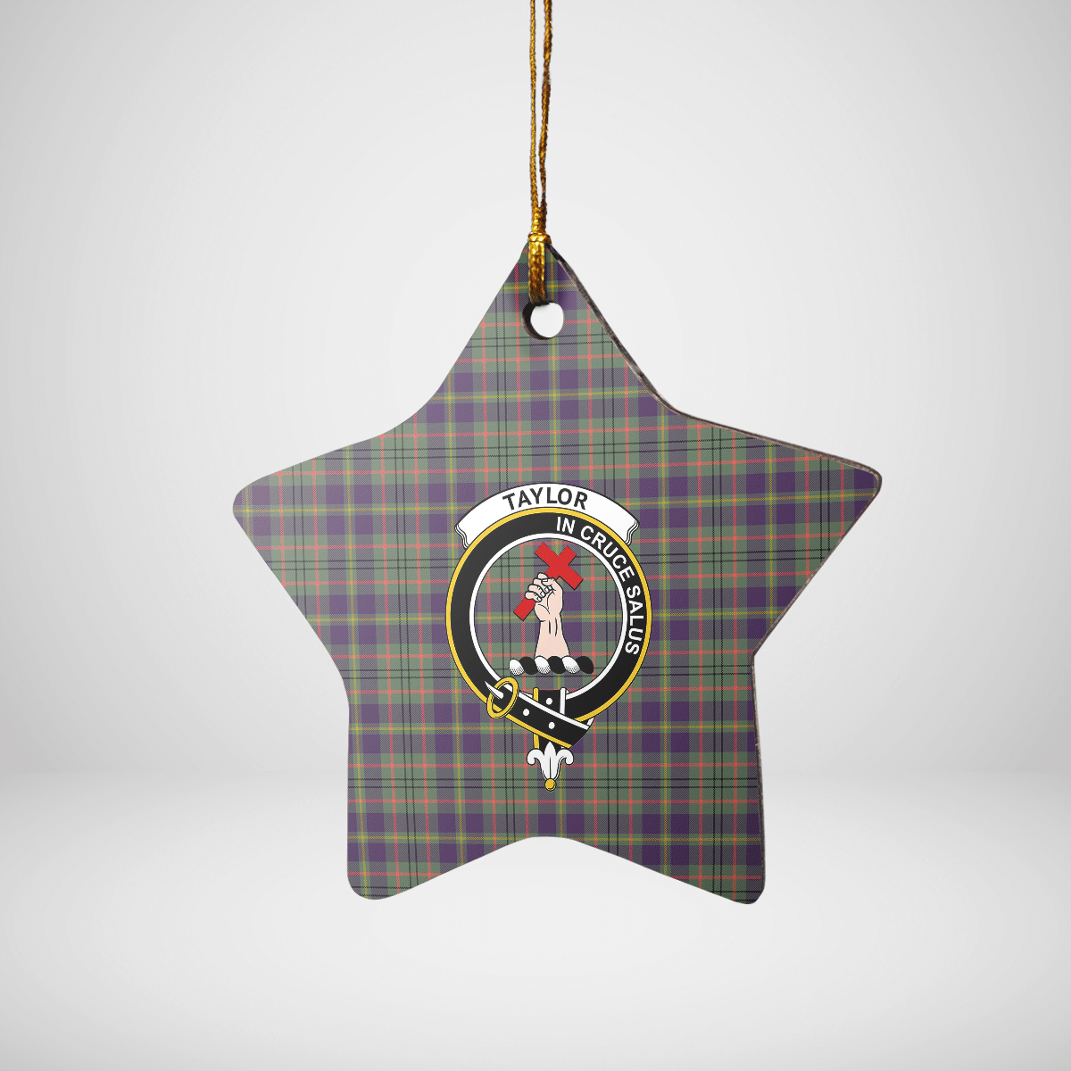Clan Taylor Weathered Tartan Crest Star Ceramic Ornament GD33 Taylor Weathered Tartan Tartan Christmas   