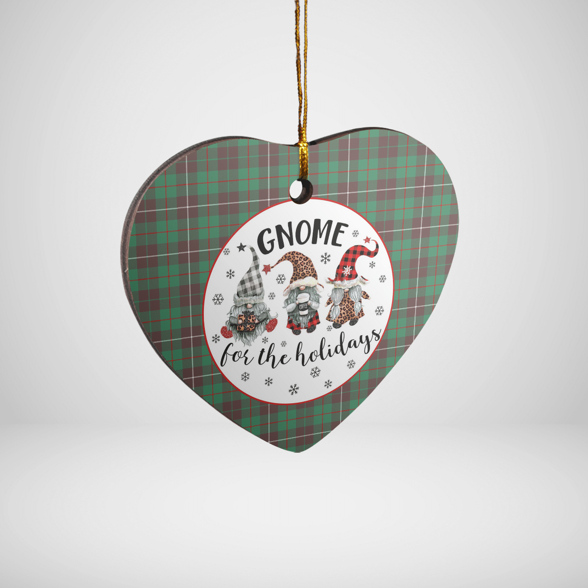Clan MacKinnon Hunting Ancient Tartan Tartan Crest Gnome Heart Ceramic Ornament KT81 MacKinnon Hunting Ancient Tartan Tartan Christmas   