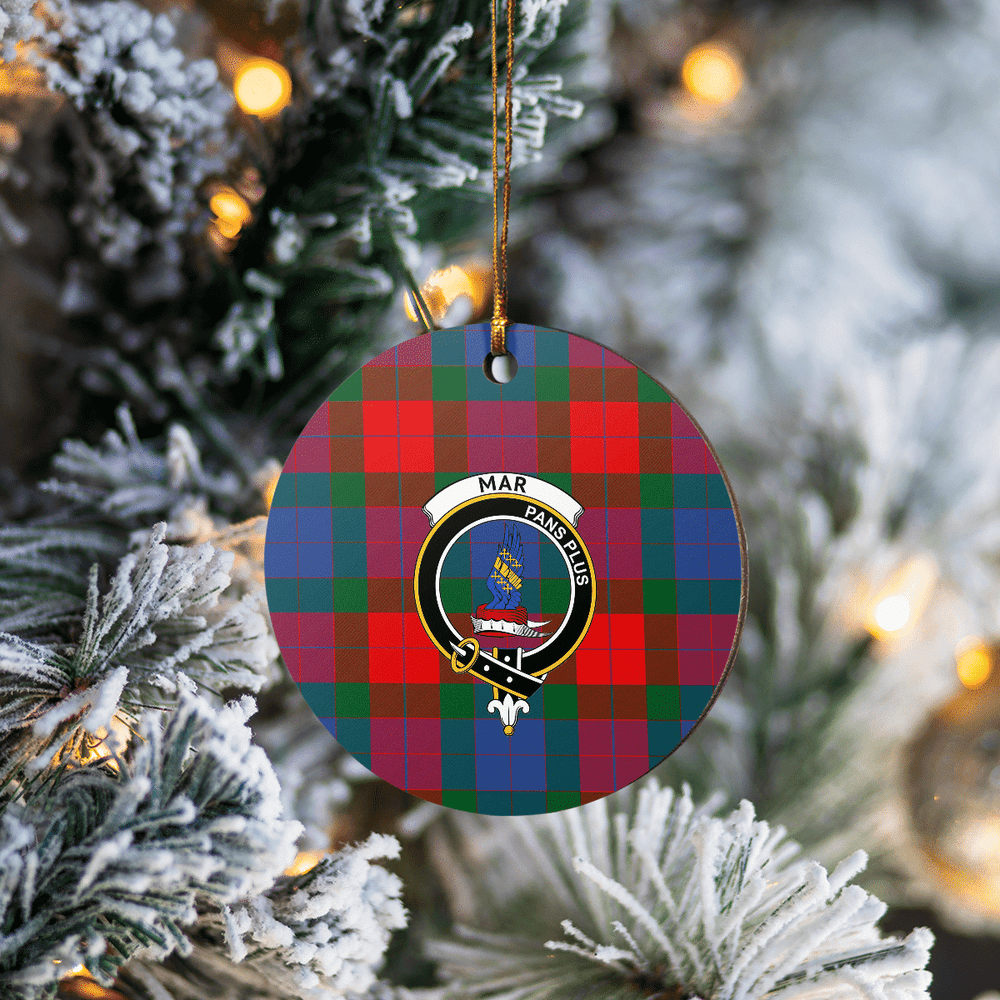 Clan Mar Tartan Crest Round Ceramic Ornament FS75 Mar Tartan Tartan Christmas   