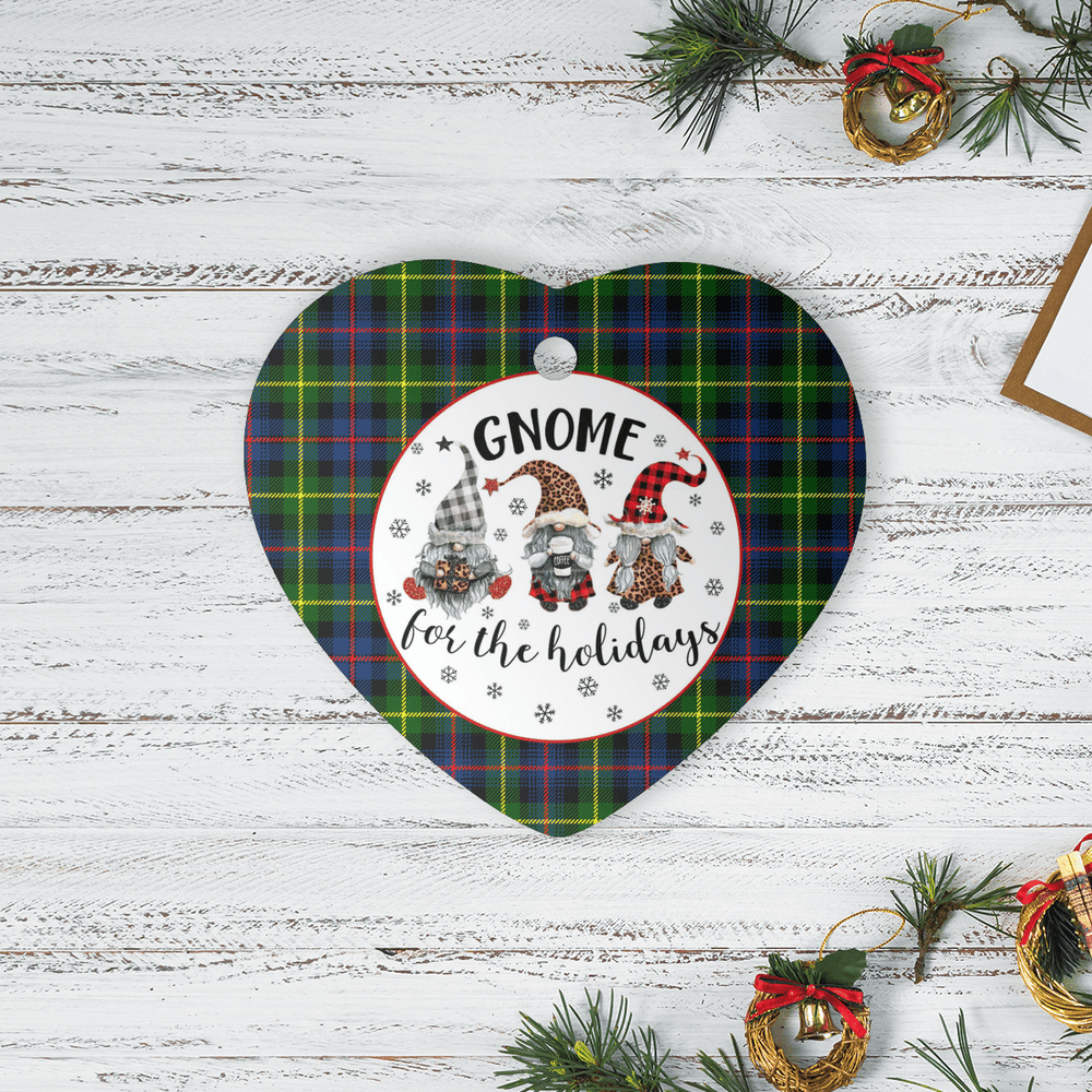 Clan Farquharson Modern Tartan Tartan Crest Gnome Heart Ceramic Ornament GK28 Farquharson Modern Tartan Tartan Christmas   