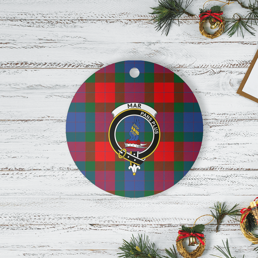 Clan Mar Tartan Crest Round Ceramic Ornament FS75 Mar Tartan Tartan Christmas   