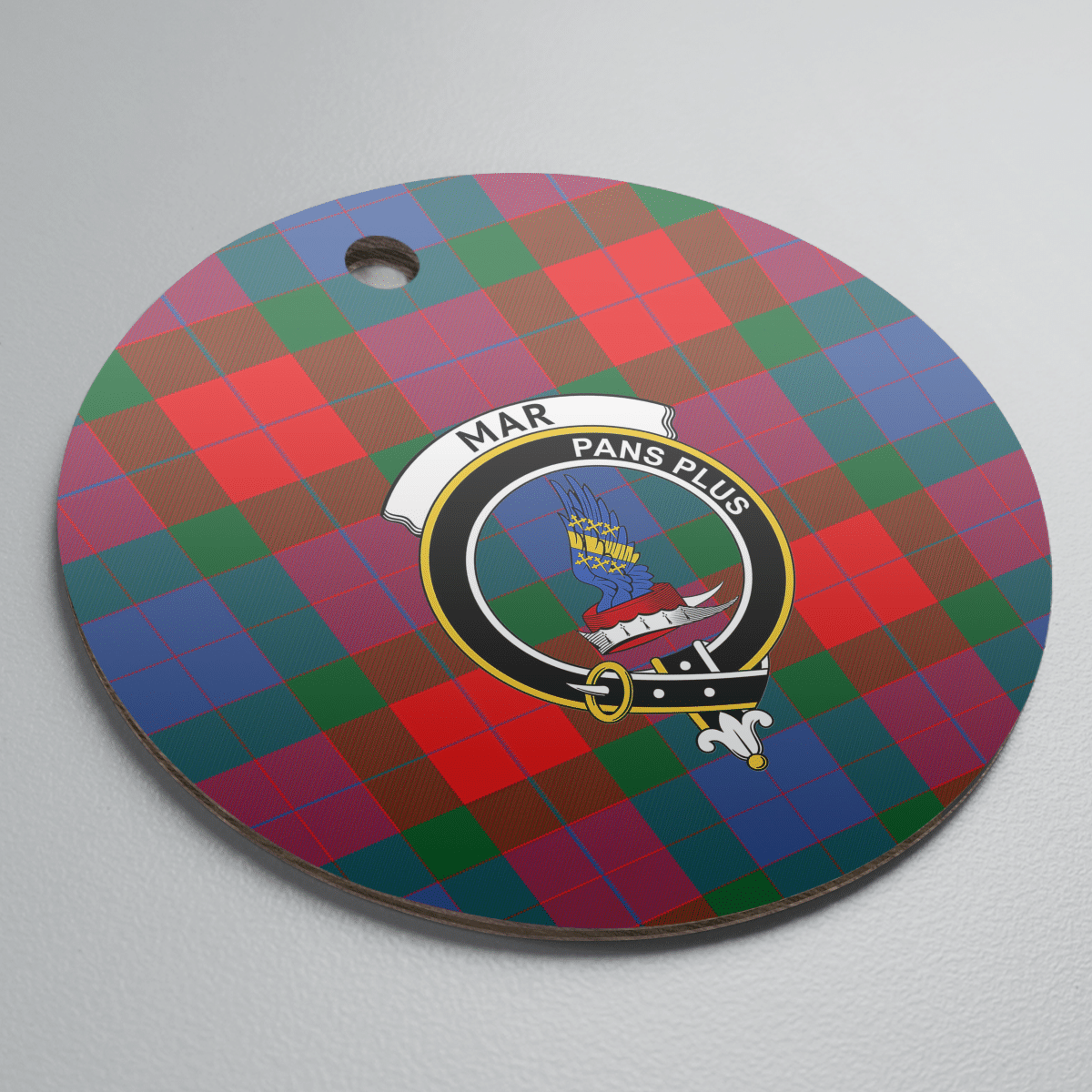 Clan Mar Tartan Crest Round Ceramic Ornament FS75 Mar Tartan Tartan Christmas   