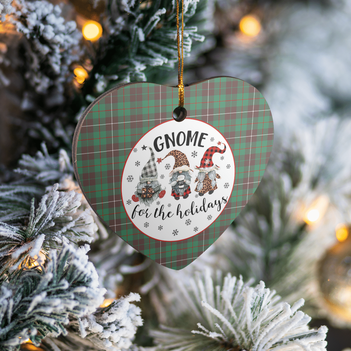 Clan MacKinnon Hunting Ancient Tartan Tartan Crest Gnome Heart Ceramic Ornament KT81 MacKinnon Hunting Ancient Tartan Tartan Christmas   