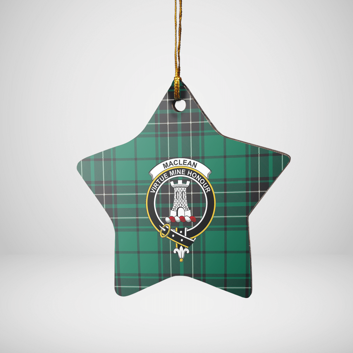 Clan MacLean Hunting Ancient Tartan Crest Star Ceramic Ornament QL24 MacLean Hunting Ancient Tartan Tartan Christmas   