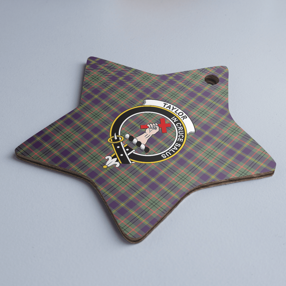 Clan Taylor Weathered Tartan Crest Star Ceramic Ornament GD33 Taylor Weathered Tartan Tartan Christmas   