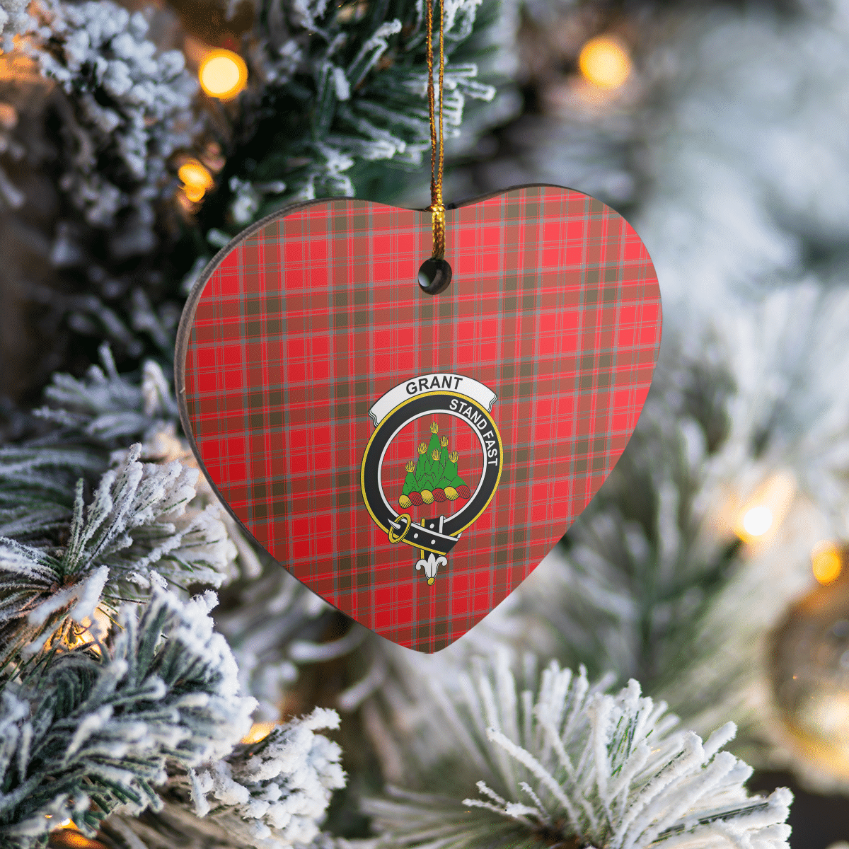 Clan Grant Weathered Tartan Crest Heart Ceramic Ornament FU89 Grant Weathered Tartan Tartan Christmas   