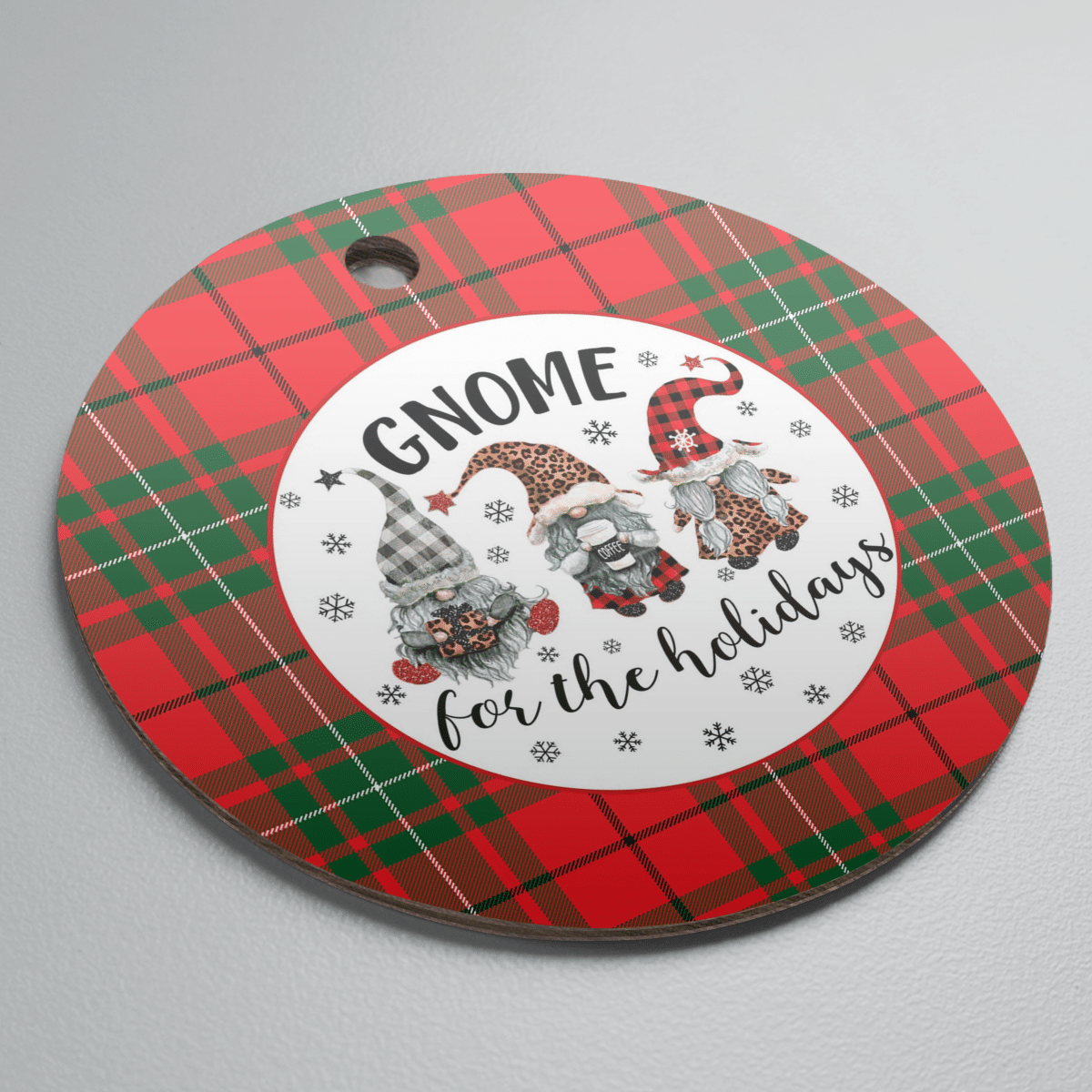 Clan MacAulay Modern Tartan Tartan Crest Gnome Round Ceramic Ornament RW18 MacAulay Modern Tartan Tartan Christmas   