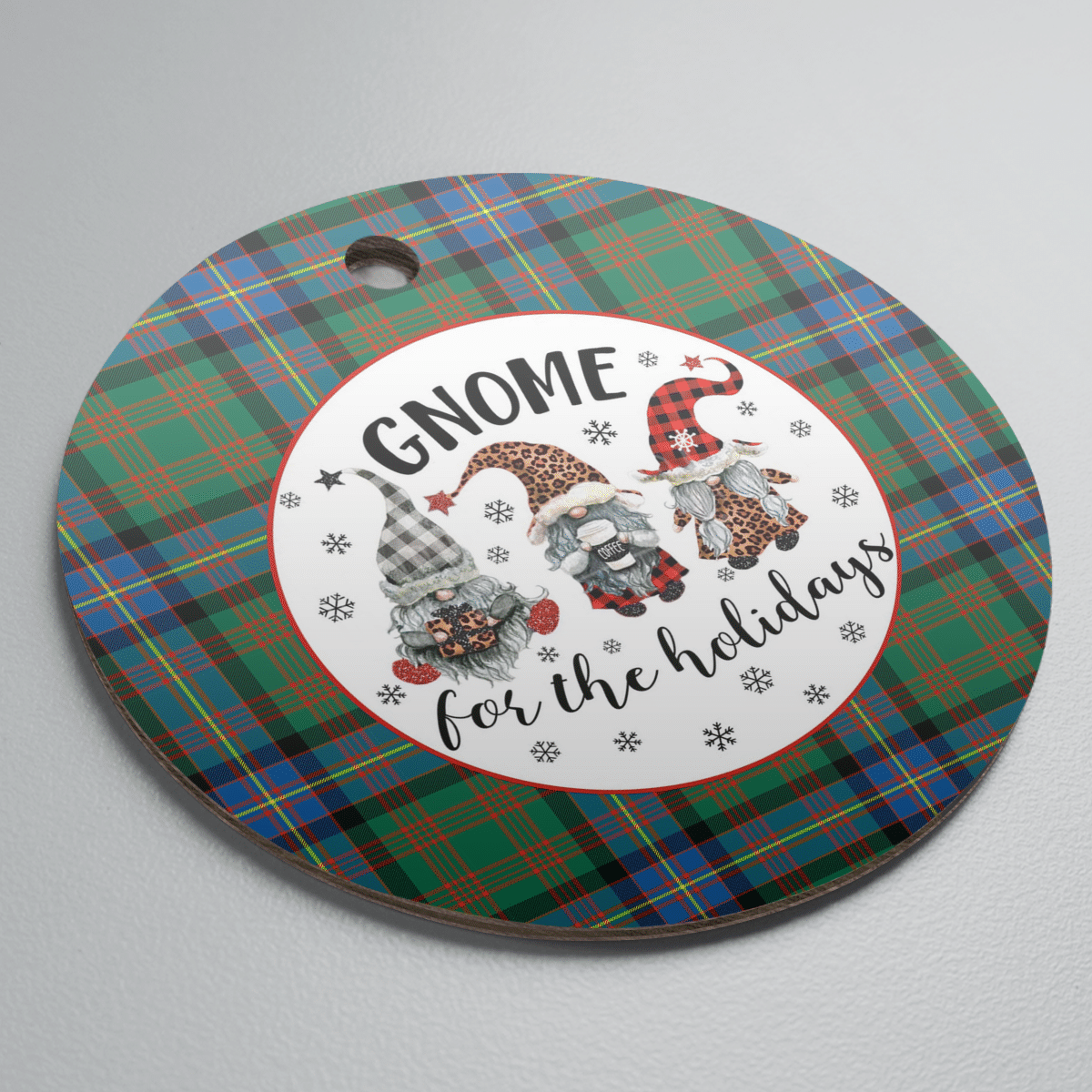 Clan Cochrane Ancient  Tartan Tartan Crest Gnome Round Ceramic Ornament TL55 Cochrane Ancient Tartan Tartan Christmas   