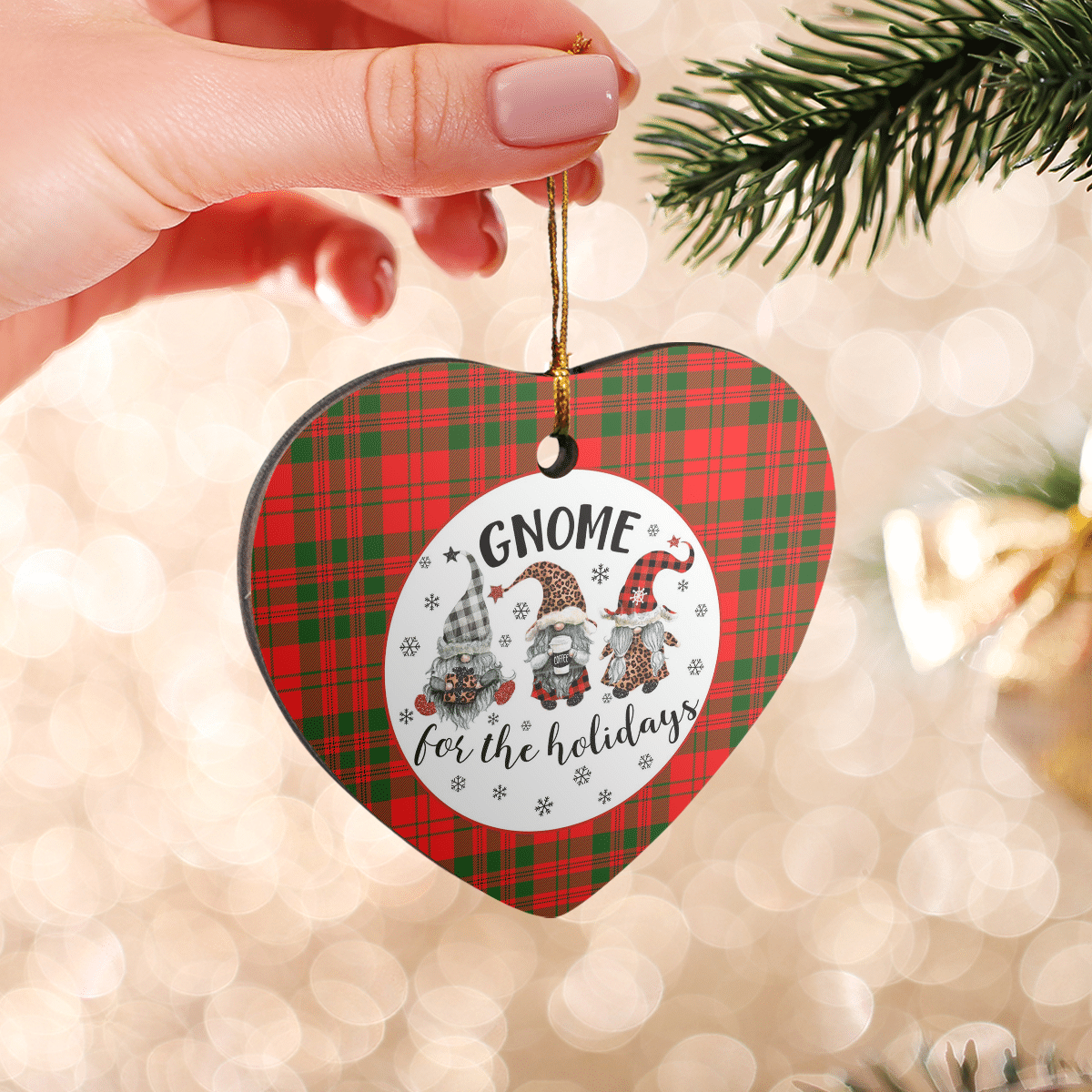 Clan Livingstone Modern Tartan Tartan Crest Gnome Heart Ceramic Ornament IP38 Livingstone Modern Tartan Tartan Christmas   
