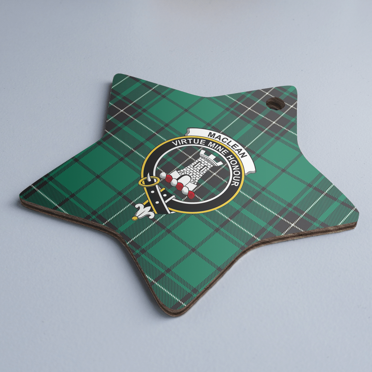 Clan MacLean Hunting Ancient Tartan Crest Star Ceramic Ornament QL24 MacLean Hunting Ancient Tartan Tartan Christmas   