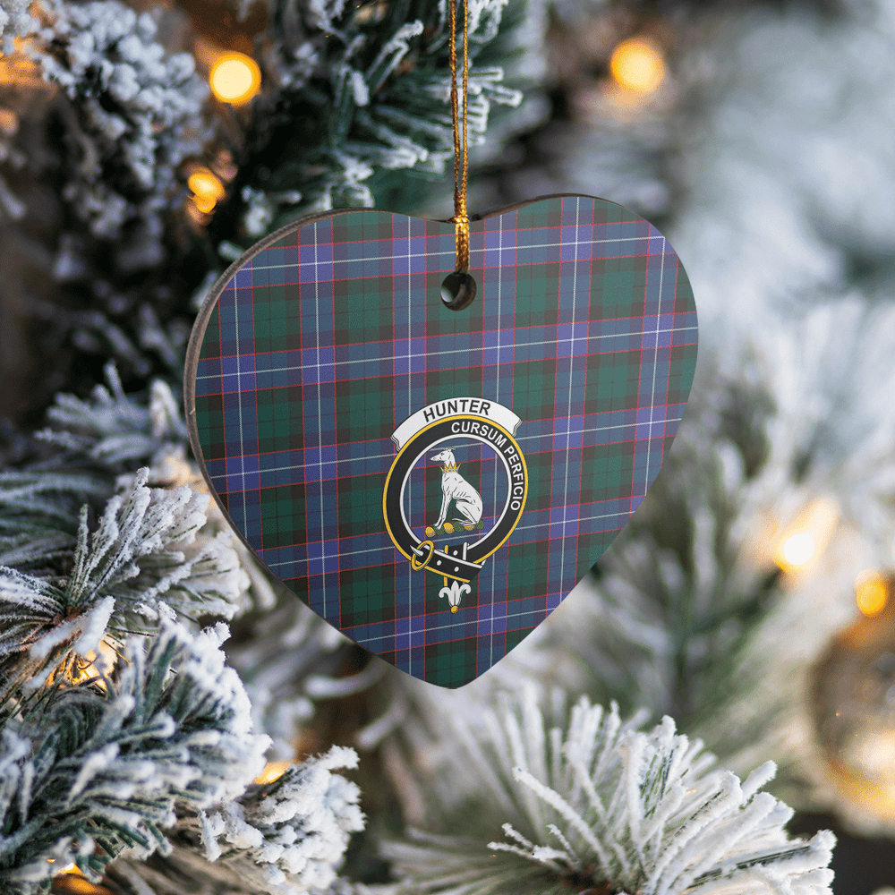 Clan Hunter Modern Tartan Crest Heart Ceramic Ornament SR70 Hunter Modern Tartan Tartan Christmas   