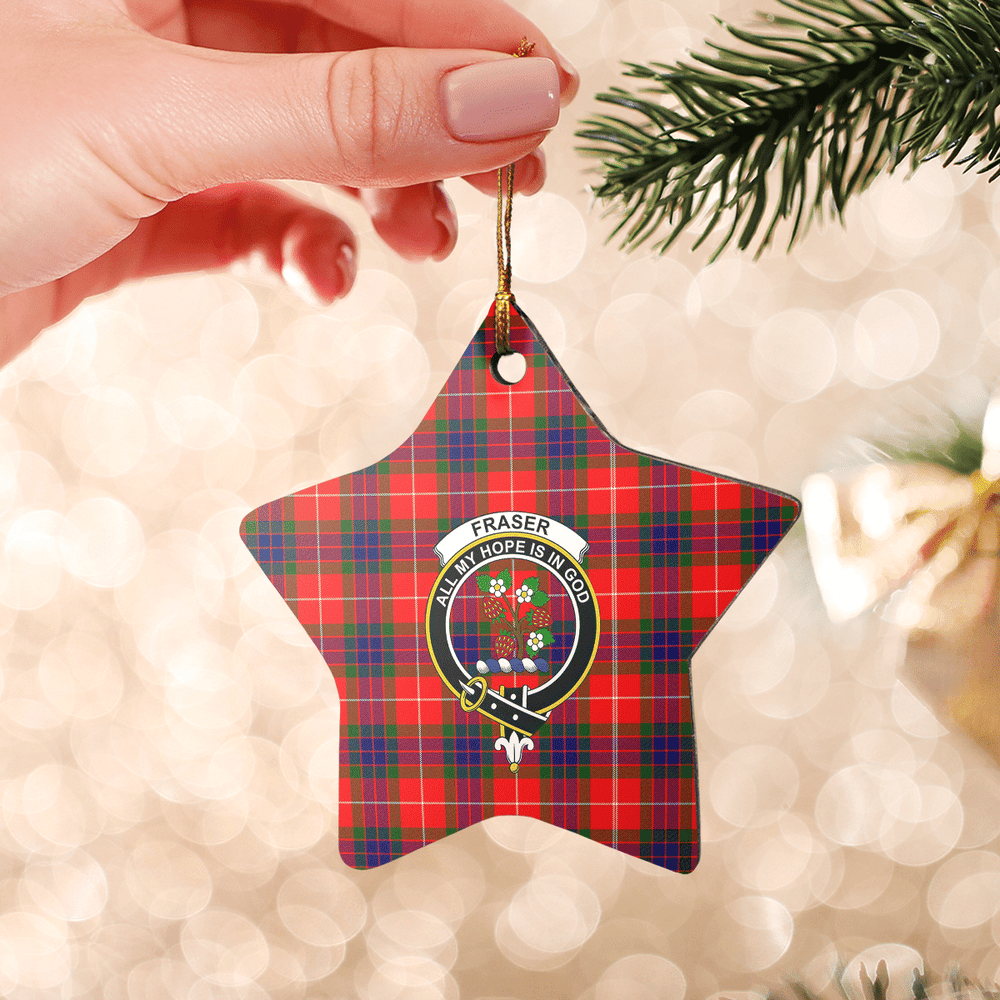 Clan Fraser Modern Tartan Crest Star Ceramic Ornament GT76 Fraser Modern Tartan Tartan Christmas   