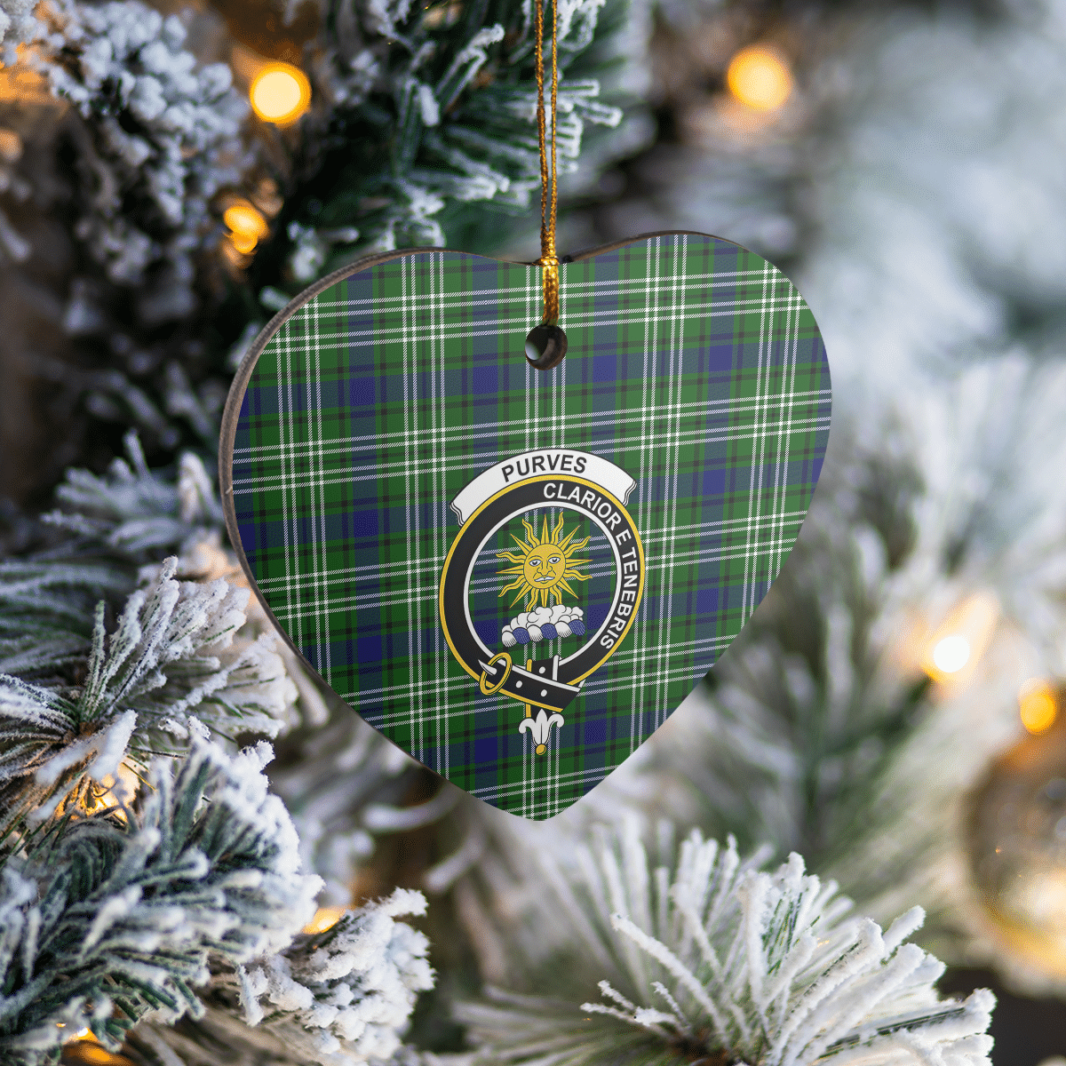 Clan Purves (Tweedside) Tartan Crest Heart Ceramic Ornament ZT14 Purves (Tweedside) Tartan Tartan Christmas   