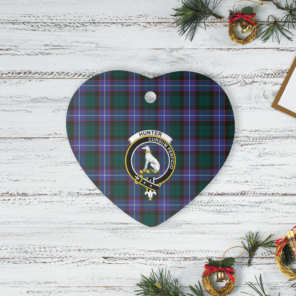Clan Hunter Modern Tartan Crest Heart Ceramic Ornament SR70 Hunter Modern Tartan Tartan Christmas   