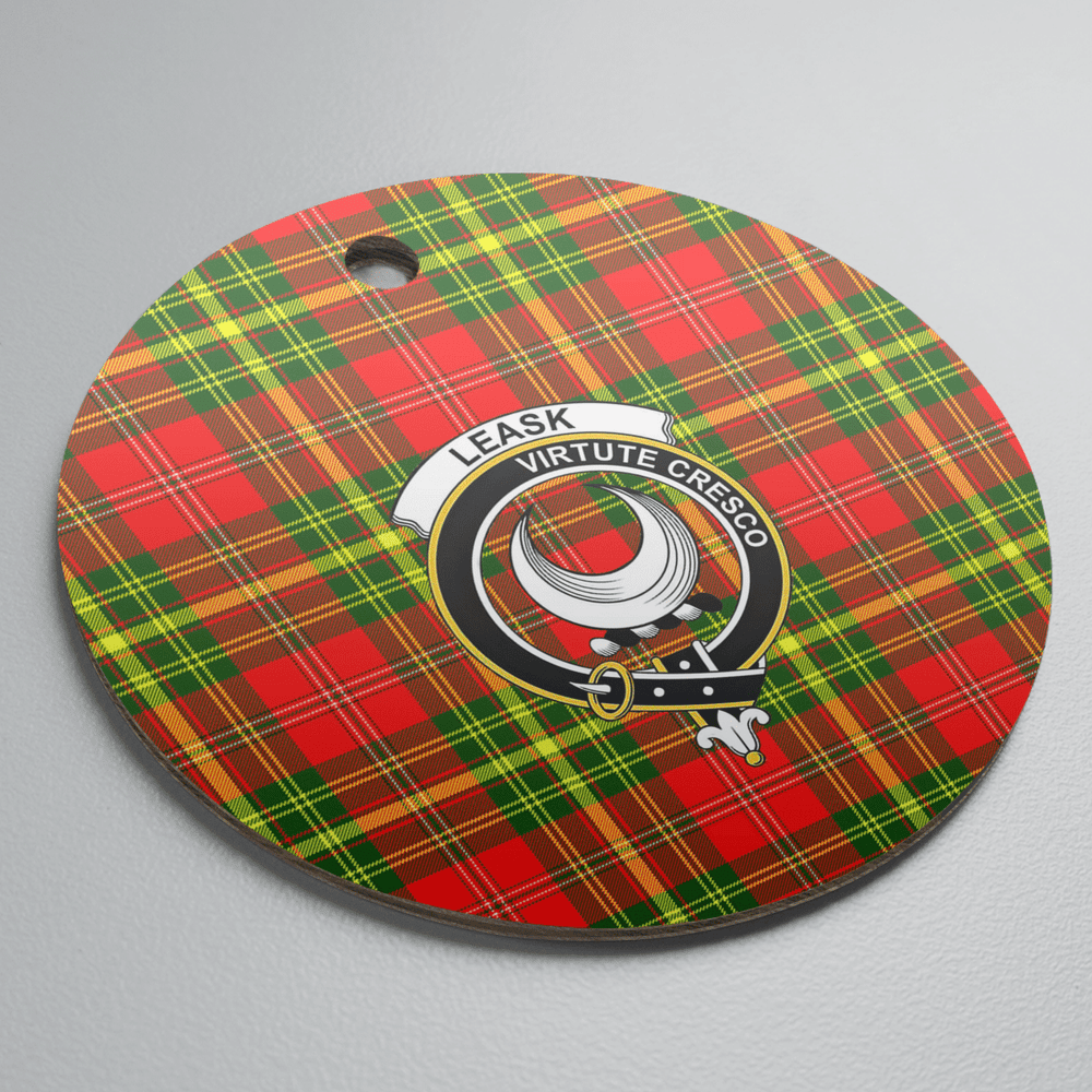 Clan Leask Tartan Crest Round Ceramic Ornament IG88 Leask Tartan Tartan Christmas   