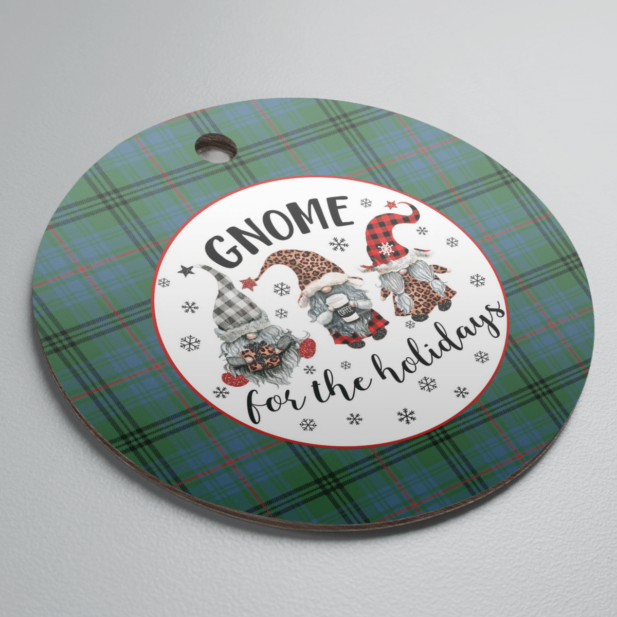 Clan Walker Hunting Ancient Tartan Tartan Crest Gnome Round Ceramic Ornament ZF26 Walker Hunting Ancient Tartan Tartan Christmas   