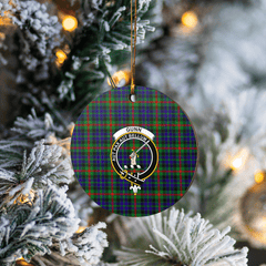 Clan Gunn Tartan Crest Round Ceramic Ornament FO21 Gunn Tartan Tartan Christmas   