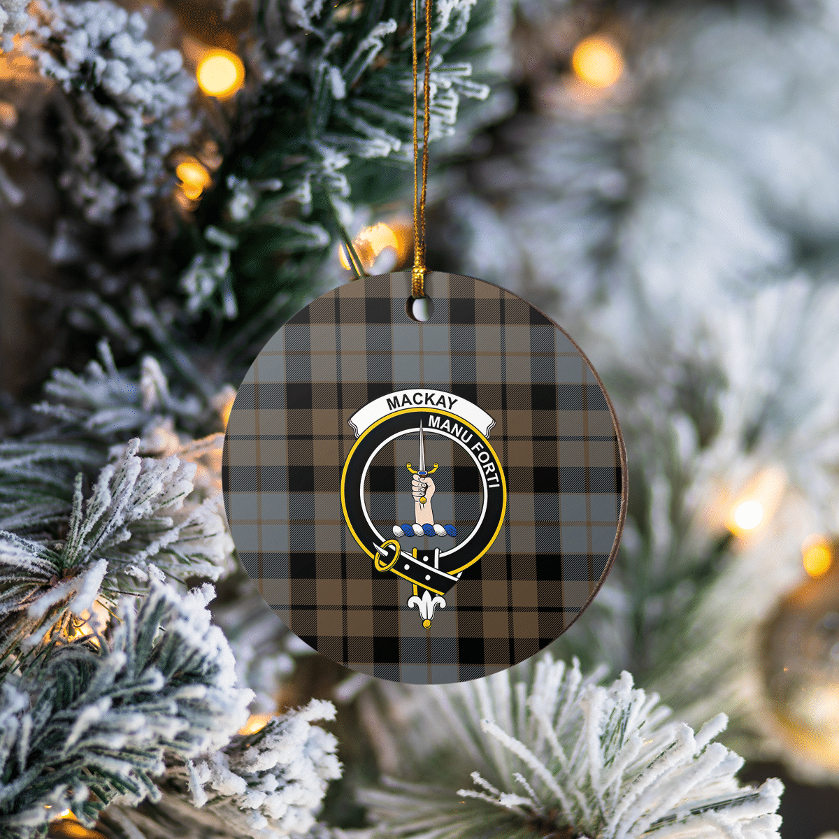 Clan MacKay Weathered Tartan Crest Round Ceramic Ornament ZQ88 MacKay Weathered Tartan Tartan Christmas   