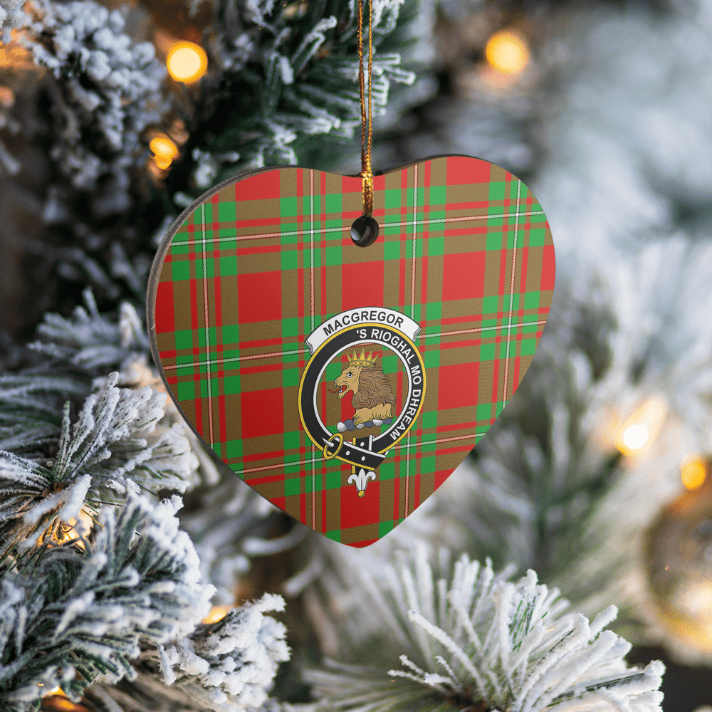 Clan MacGregor Modern Tartan Crest Heart Ceramic Ornament LL71 MacGregor Modern Tartan Tartan Christmas   