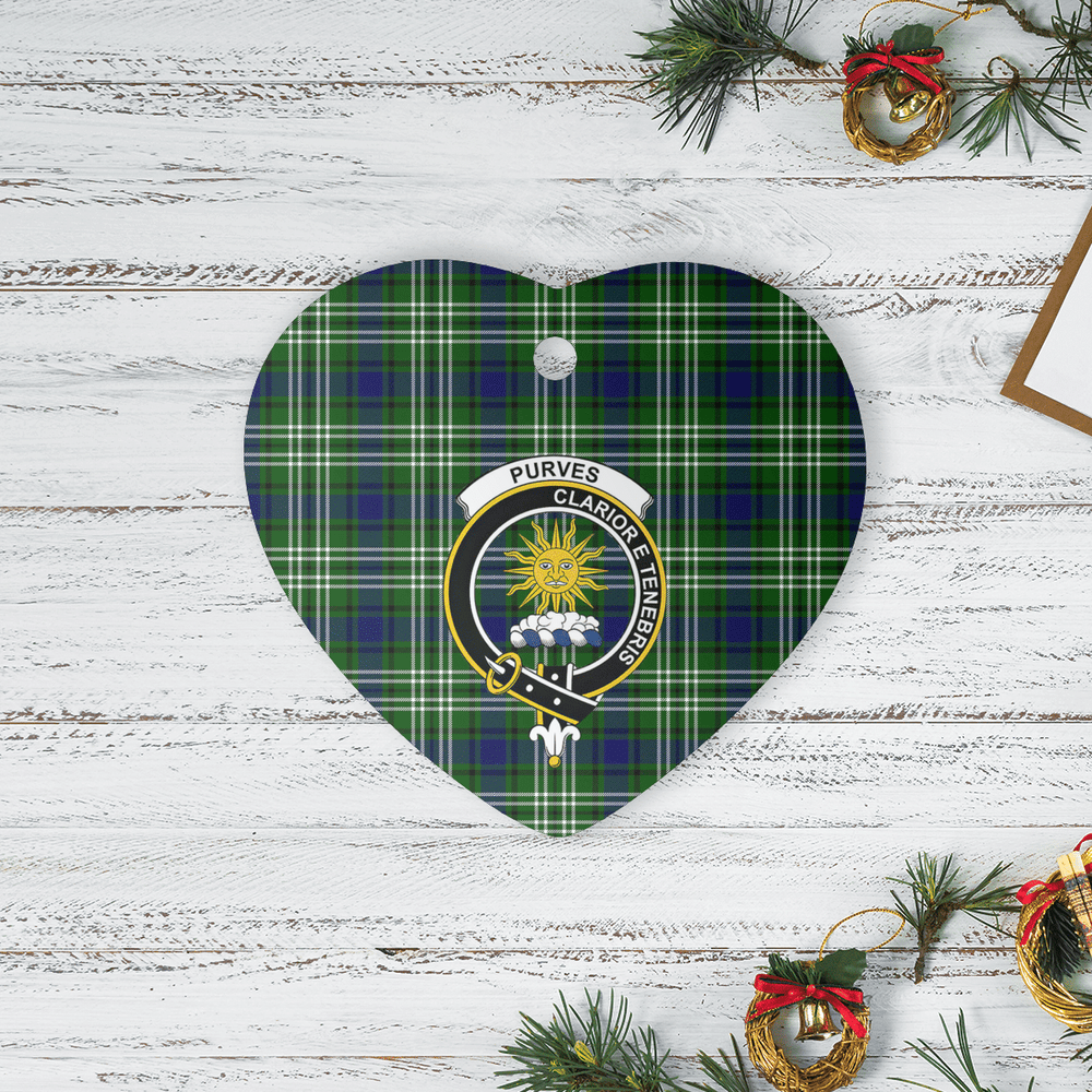 Clan Purves (Tweedside) Tartan Crest Heart Ceramic Ornament ZT14 Purves (Tweedside) Tartan Tartan Christmas   