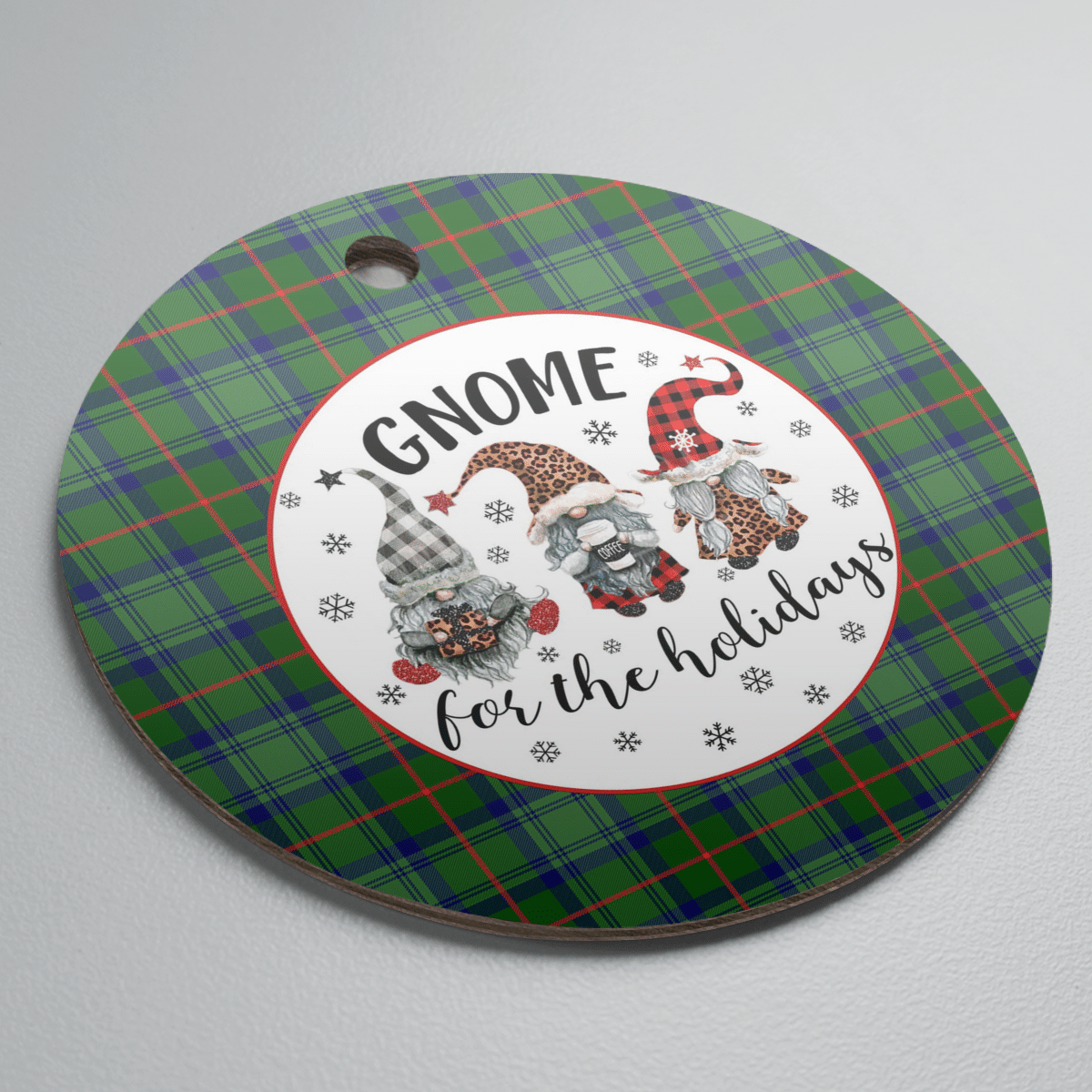 Clan Cranston Modern Tartan Tartan Crest Gnome Round Ceramic Ornament CQ58 Cranston Modern Tartan Tartan Christmas   