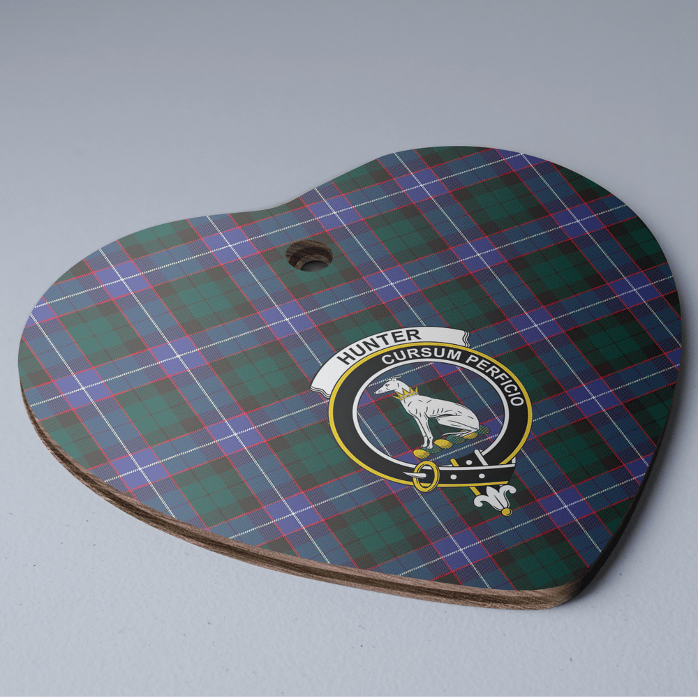 Clan Hunter Modern Tartan Crest Heart Ceramic Ornament SR70 Hunter Modern Tartan Tartan Christmas   