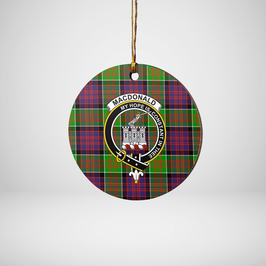 Clan MacDonald of Clanranald Tartan Crest Round Ceramic Ornament FP84 MacDonald of Clanranald Tartan Tartan Christmas   