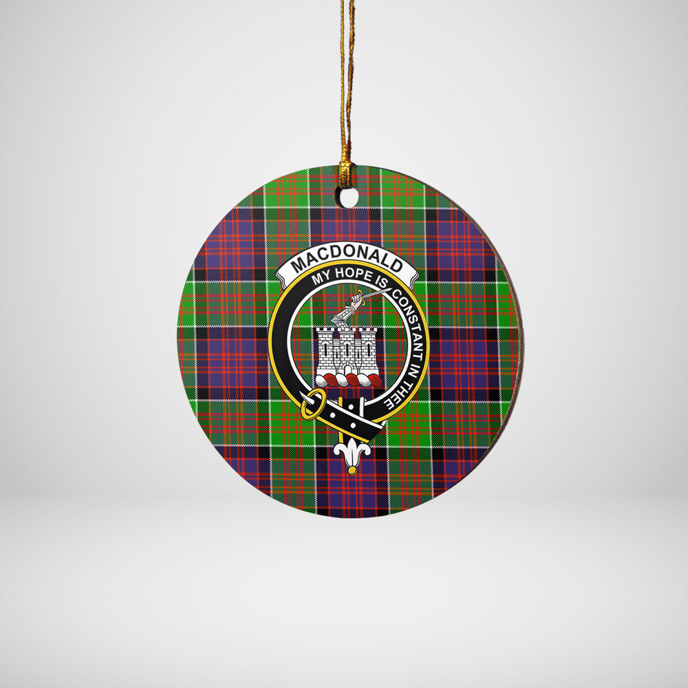 Clan MacDonald of Clanranald Tartan Crest Round Ceramic Ornament FP84 MacDonald of Clanranald Tartan Tartan Christmas   