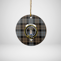 Clan MacKay Weathered Tartan Crest Round Ceramic Ornament ZQ88 MacKay Weathered Tartan Tartan Christmas   