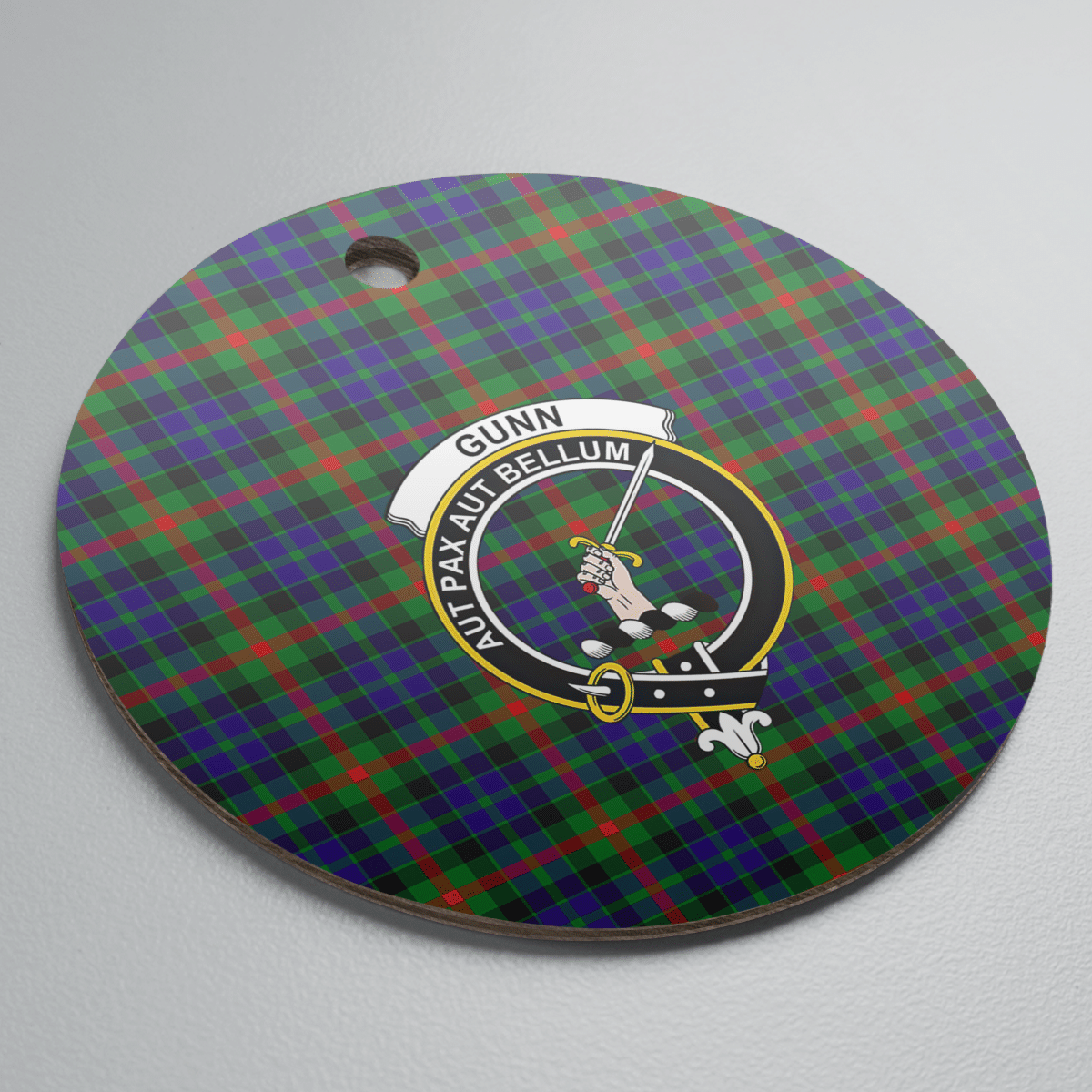 Clan Gunn Tartan Crest Round Ceramic Ornament FO21 Gunn Tartan Tartan Christmas   