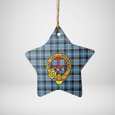 Clan Clark Ancient Tartan Crest Star Ceramic Ornament ZR86