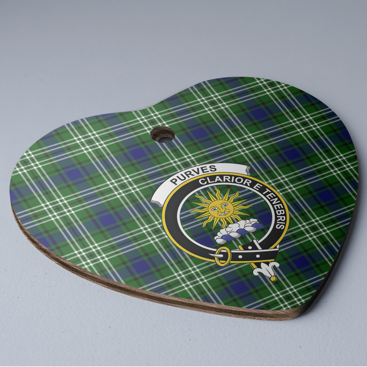 Clan Purves (Tweedside) Tartan Crest Heart Ceramic Ornament ZT14 Purves (Tweedside) Tartan Tartan Christmas   