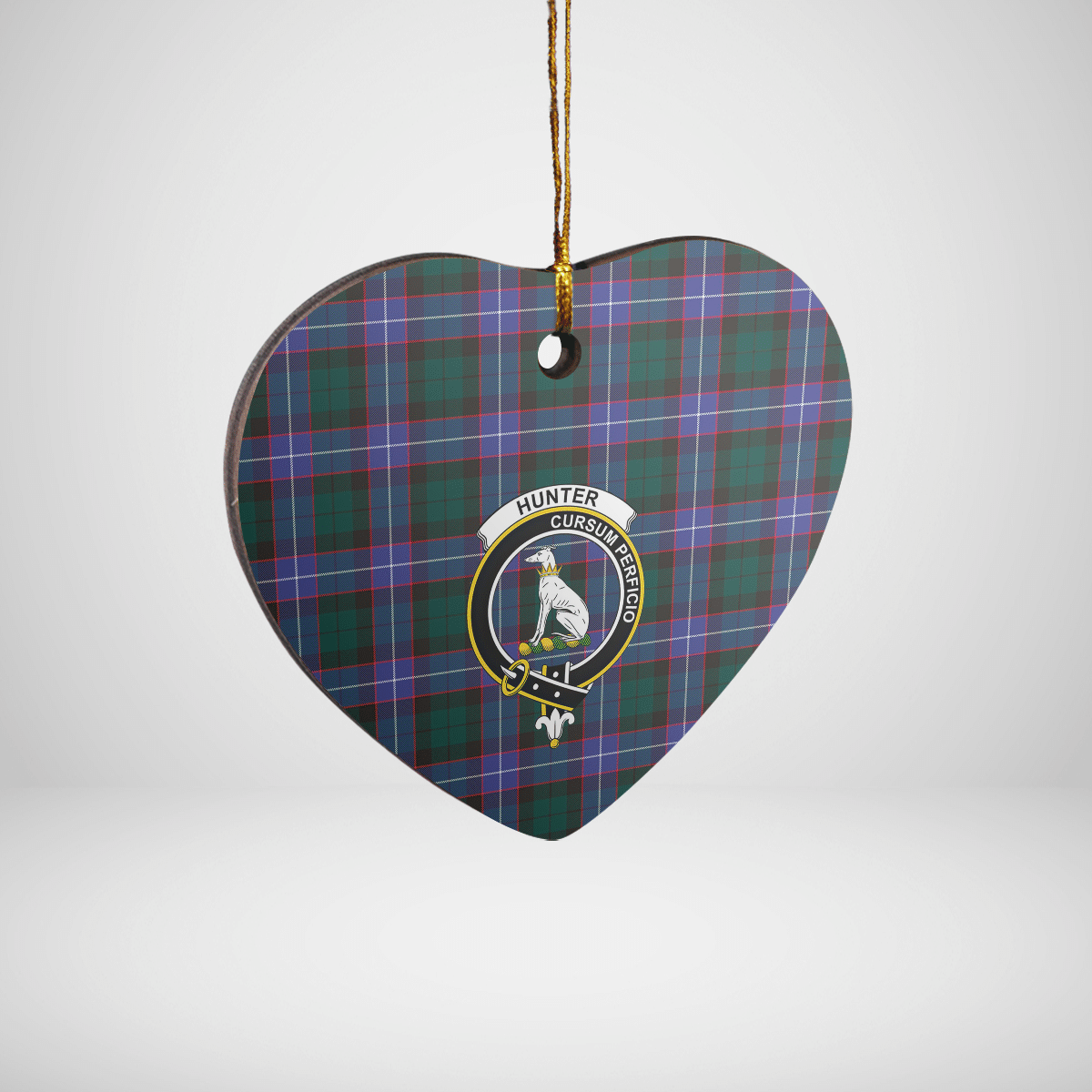 Clan Hunter Modern Tartan Crest Heart Ceramic Ornament SR70 Hunter Modern Tartan Tartan Christmas   