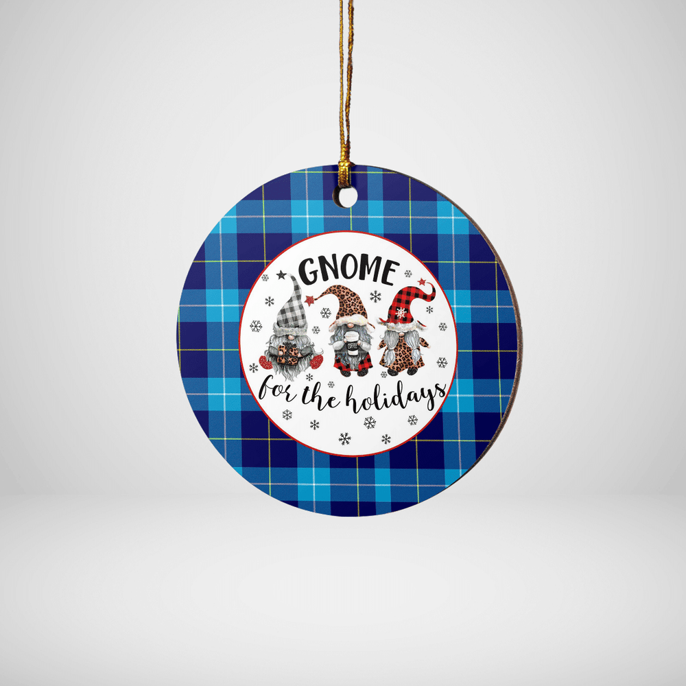 Clan McKerrell Tartan Tartan Crest Gnome Round Ceramic Ornament RH55 McKerrell Tartan Tartan Christmas   