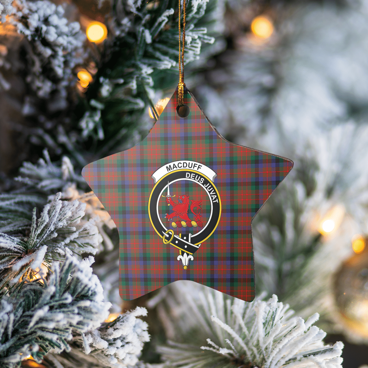 Clan MacDuff Hunting Modern Tartan Crest Star Ceramic Ornament TL66 MacDuff Hunting Modern Tartan Tartan Christmas   