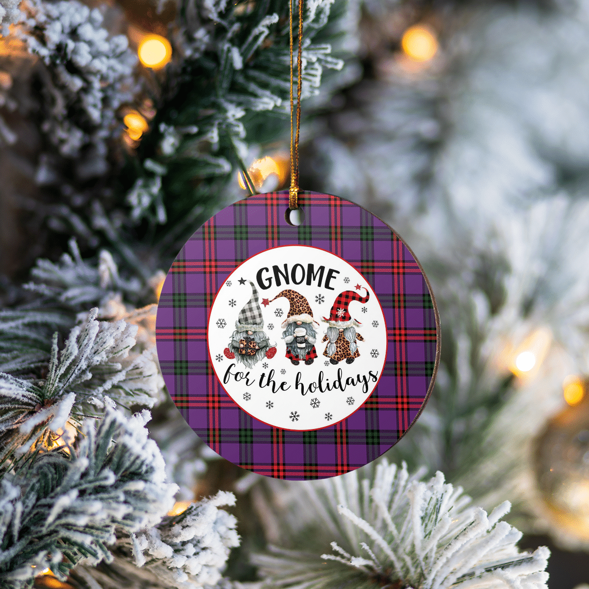 Clan Montgomery Modern Tartan Tartan Crest Gnome Round Ceramic Ornament FI36 Montgomery Modern Tartan Tartan Christmas   